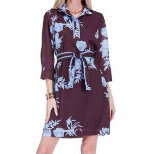 NEW JADE band collar trimmed dress in mystic flora dress